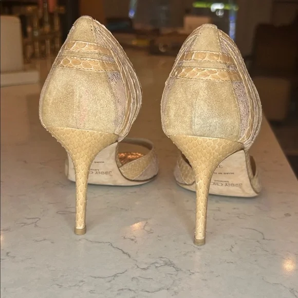 Jimmy Choo Nude Snakeskin Heels - Picture 4 of 8